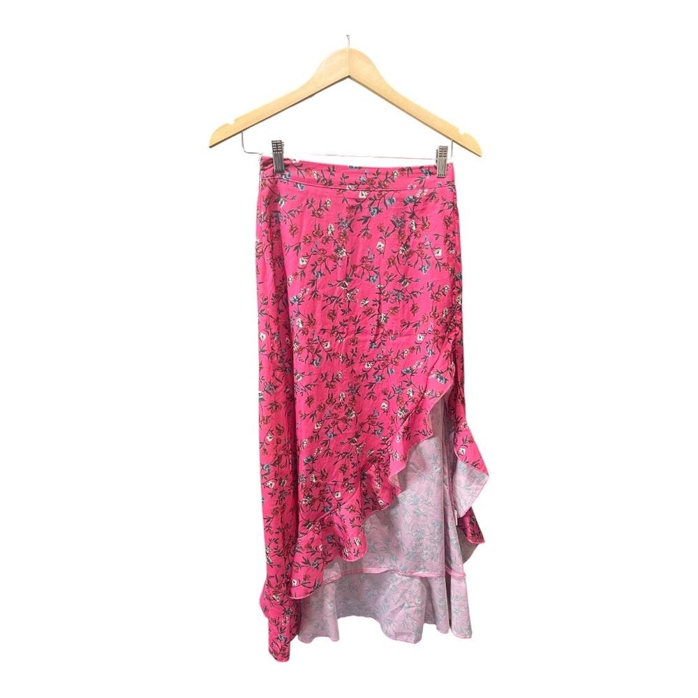 Sason Pink Floral Hi-Lo Skirt w/Front Slit Size L